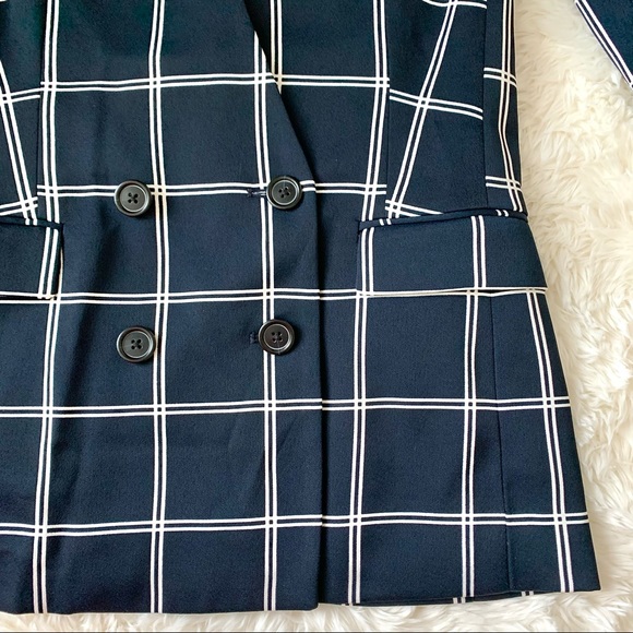 NEW J Crew 365 Navy White Windowpane Check Double Breasted Blazer Jacket 00 NWT - Picture 6 of 16
